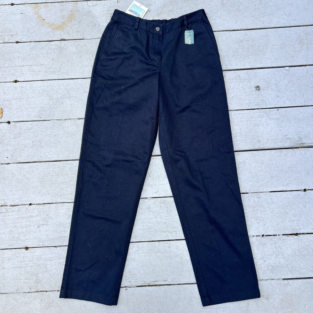 L.L. Bean Wrinkle Resistant Cotton Trouser Pants Navy Blue-Size 4